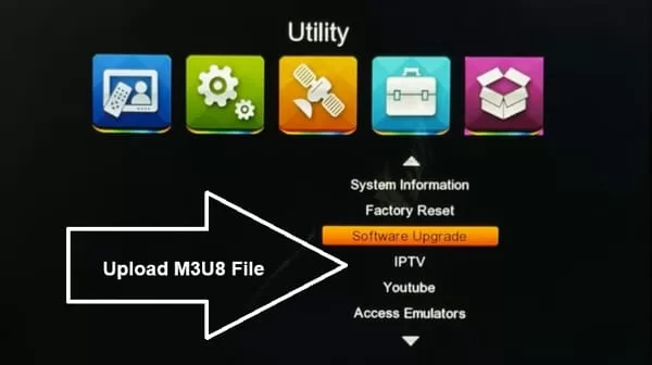 Create an IPTV M3u Playlist file in m3u8, save in Notepad, and upload this free IPTV m3u8 links to the GX based Set-Top Box's IPTV player