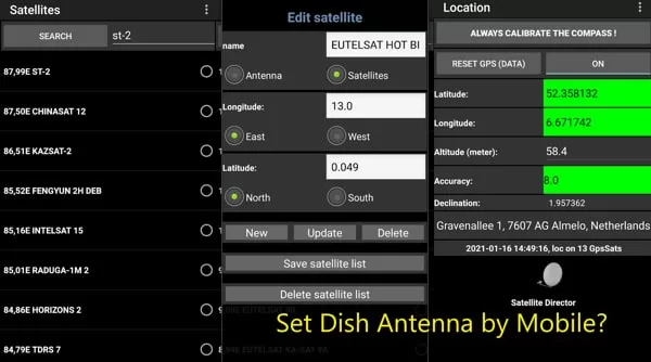 Here you can check how to use Satellite Director or Android Signal setting app or Android Satellite Finder for Install a Dish TV Antenna