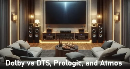 Compare AC3, Dolby Digital, Dolby Atmos, Dolby Pro Logic, Dolby Pro Logic II, DTS, and DTS:X Surround Sound Formats and Dolby vs DTS