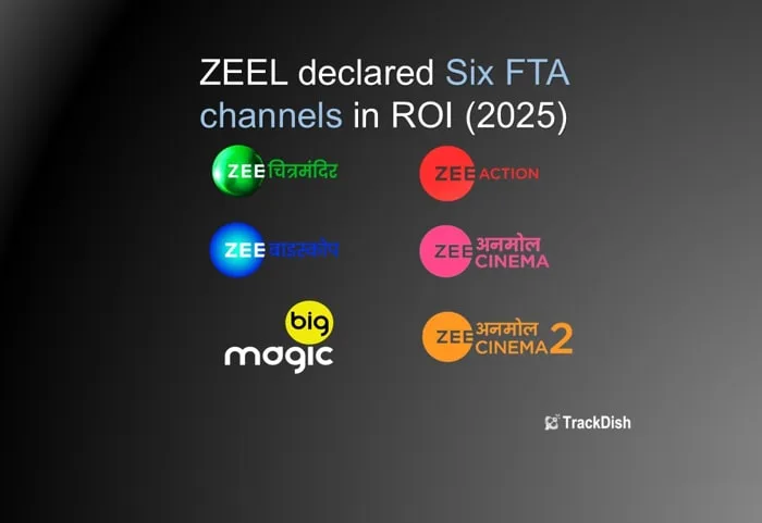 Now the Zee Network has 6 TV channels as free-to-air Zee Anmol Cinema, Zee Anmol Cinema 2, Big Magic, Zee Biskope, Action Cinema, Chitramandir